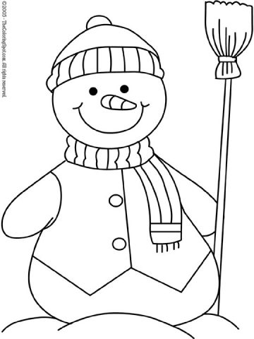 Snowman Coloring Page 2 | Audio Stories for Kids | Free Coloring Pages ...