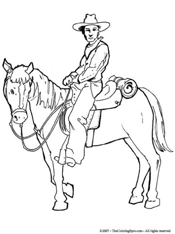 Cowboy & Horse Coloring Page 3 | Audio Stories for Kids | Free Coloring ...