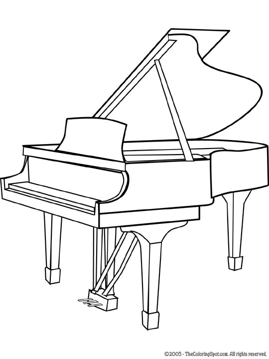 Grand Piano Coloring Page | Audio Stories for Kids | Free Coloring ...