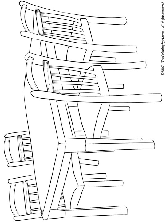 Table & Chairs Coloring Page, Audio Stories for Kids, Free Coloring Pages